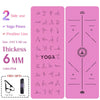 For Beginner: 6mm Yoga Mat, Asana Chart, Alignment, Motto, TPE Non-slip (FREE GIFT: bag and strap for mat)